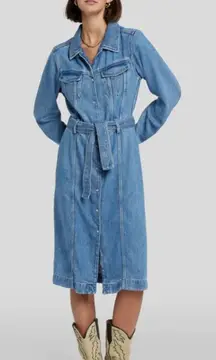 7 for all mankind denim lustre midi dress size small in‎ valentine