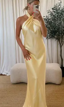 Show Me Your Mumu Maxi Dress Halter Jasmine Satin