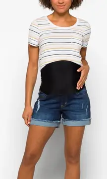 Stitch Fix‎ JUST BLACK Romeo Maternity Frayed Cuff Denim Short Size 27