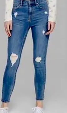 Wild Fable Medium Wash High Rise Distressed Skinny Jeans