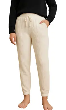 Serra Cozy Ribbed Knit Lounge Pants Jogger – Women’s M – Cream