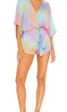 Indah x REVOLVE Sunday romper pastel tie dye kimono sleeves and surplice top