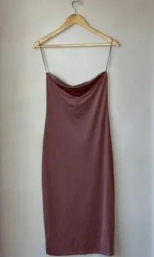 Mind Code Strapless Bodycon Dress in Mauve