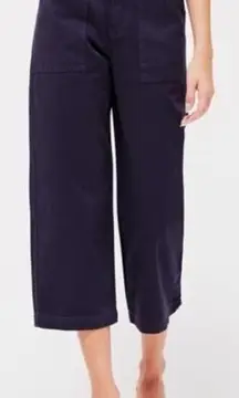 LACAUSA Brushed Stella Wide Leg Crop Trouser Navy Blue Trousers, size 6