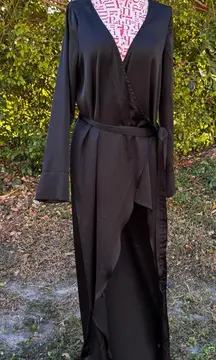 For Love & Lemons X Jaime King La Lydia Black Satin High Slit Wrap Dress‎ Size S