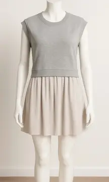 Ces Femme Grey Pleated Mini Dress Clean Girl Athleisure Preppy Casual L