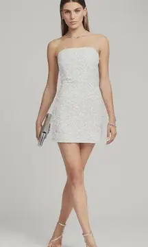 Retrofete Heather Sequin Mini Dress in White Strapless Size Small NWT Bridal