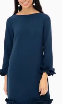 Sail to‎ Sable Preppy Navy Celine Double Ruffle Dress Size 10