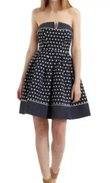 NWOT  New York strapless navy blue and white dress. S XS