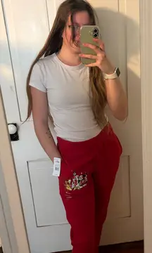 BNWT Disney red Christmas jogger sweatpants 