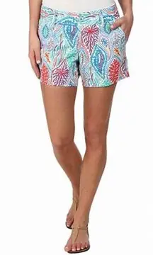 Lilly Pulitzer Let Minnow Print Callahan Cotton Mid Rise Tropical Shorts Size 2