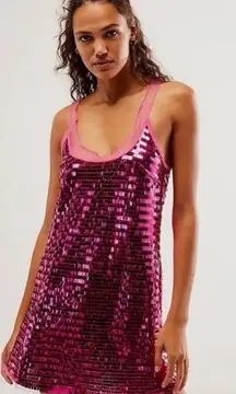 Free People NWOT  Intimately Disco Fever Mini Slip Dress Size Large