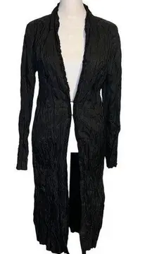 Ronen Chen black long sleeve duster jacket