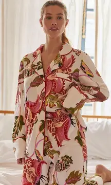 Anthropologie Raphael Balme Floral Flannel Sleep Button Front PJ Top Size XXS