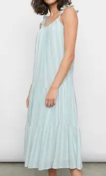 Dress S NWT Juniper Mint Striped Capri Sleeveless Tiered Linen