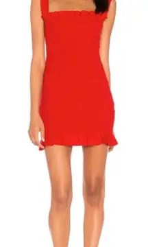Revolve Capulet Viviane Smocked Mini Dress Linen in Papaya Size‎ Medium