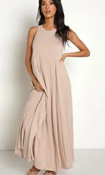 Z Supply Frappe Brown Slub Cotton‎ Flowy Sleeveless Maxi Dress Size XS