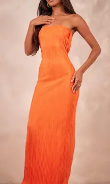 Pretty Little Thing Strapless Orange Dress