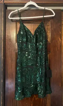 Emerald Green Sequin Sleeveless Mini Dress