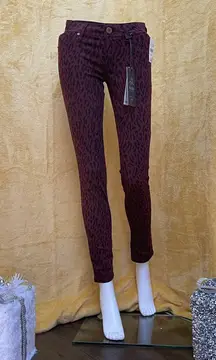 Dark Rinse Emma Wine Cheetah Skinny jeans