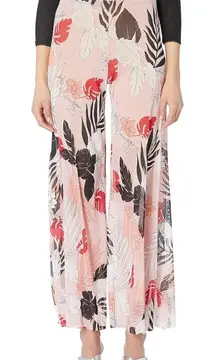 Leaf Print Slip Detail Pants FUZZI wide trousers $450 L cream pink fall designer