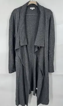 Garnet Hill Wool Cashmere Blend Cardigan Women Small Gray Open Front Minimalist