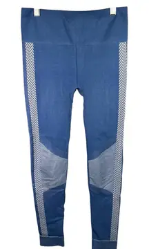 Fabletics Blue Seamless Chevron Leggings Size S High‎ Rise Stretch Workout