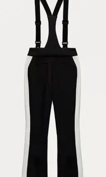 Zara $139 Recco Black White Stripe Ski Pants Snowboard Snow Bib Suspenders