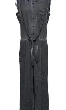 Soft Surroundings Camilla Women's Charcoal Gray Wide‎ Leg Pant Jumpsuits size PS