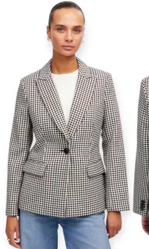 Madewell The Alston Blazer Jacket Gingham Twill Slim Fit Size 12