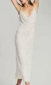 Retrofête Retrofete White Sequin Frieda Midi Dress