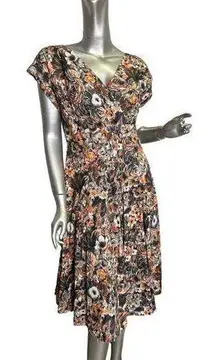 Vintage 1950s Cotton Floral Fall Printed Dress Medium