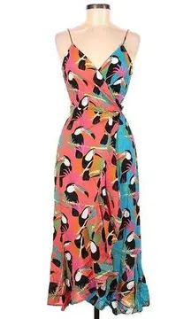 NWT FARM Rio for Anthropologie Toucans Wrap Maxi in Coral Birds Tank Dress MP