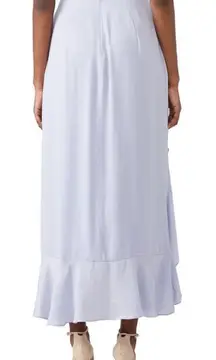 THE JETSET‎ DIARIES Purple Satin Midi Skirt Draped Ruffle Thigh Slit Large New