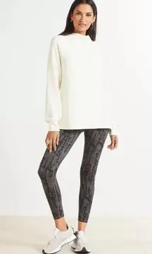 Varley Arcola Mock Neck Pullover Sweatshirt L Oversize Sweater Beige Egret Tunic