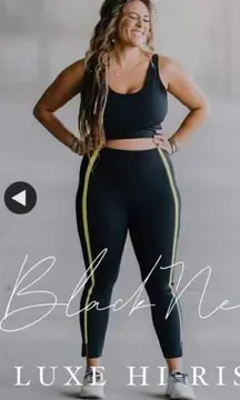 Zyia Active Women's Hi Rise Leggings Training‎ Black Neon Tape Size 14-16