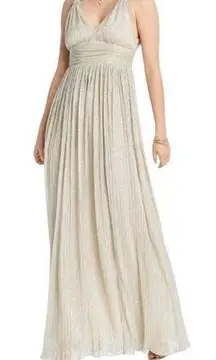 LINI KATHERINE DRESS CHAMPAGNE GLITTER MAXI FORMAL GOWN SLEEVELESS V NECK MEDIUM