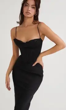 HOUSE OF CB 'Charmaine' Black Corset Maxi Dress‎ NWOT gown size XL