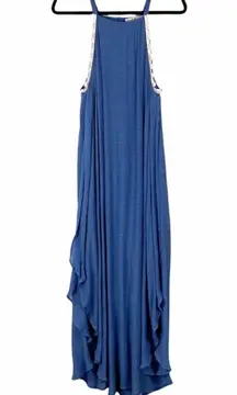 Plus Size Lace Trim Halter Maxi Dress