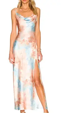 superdown Krystal Slit Maxi Dress Orange Tie-Dye