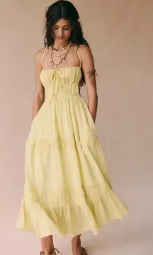 SOLD OUT ONLINE | Free People Taking Sides Maxi Dress | Butter Yellow | Small