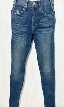 McGuire Women's Newton Skinny Jeans Blue Medium Wash Distressed Pockets Size 24