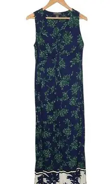 A Pea In The Pod Maternity Sleeveless Knot Front Leaf Stretch Maxi Dress Blue M