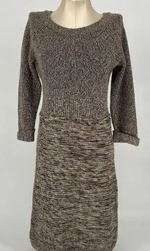 Maggy London Sweater Dress Women's Medium Brown Shades Merino Wool Blend