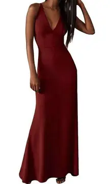 BHLDN  Jones Burgundy Sleeveless V-Neck Maxi Dress Size 4 Formal Wedding Party