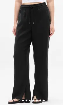 Athleta Retreat Linen High Rise Wide Leg Pant Black Size 2X