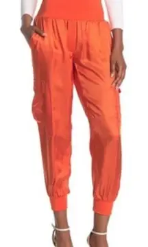 Cinq a sept Vibrant Orange Satin Jogger Pants