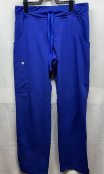 FIGS Women's Scrub Pants Cobalt Blue Drawstring Waist Cargo Pocket Comfort