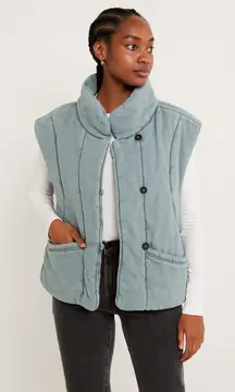 Free People Roll With Us Puffer Vest Blue Quilted Sleeveless Jacket Size M