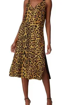 Adam‎ Lippes Leopard Print Midi Slip Dress Sleeveless 12 Animal Print